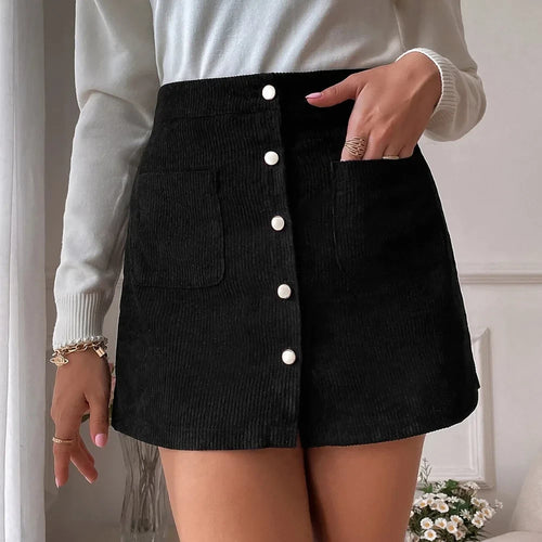 Casual Corduroy Mini Skirt