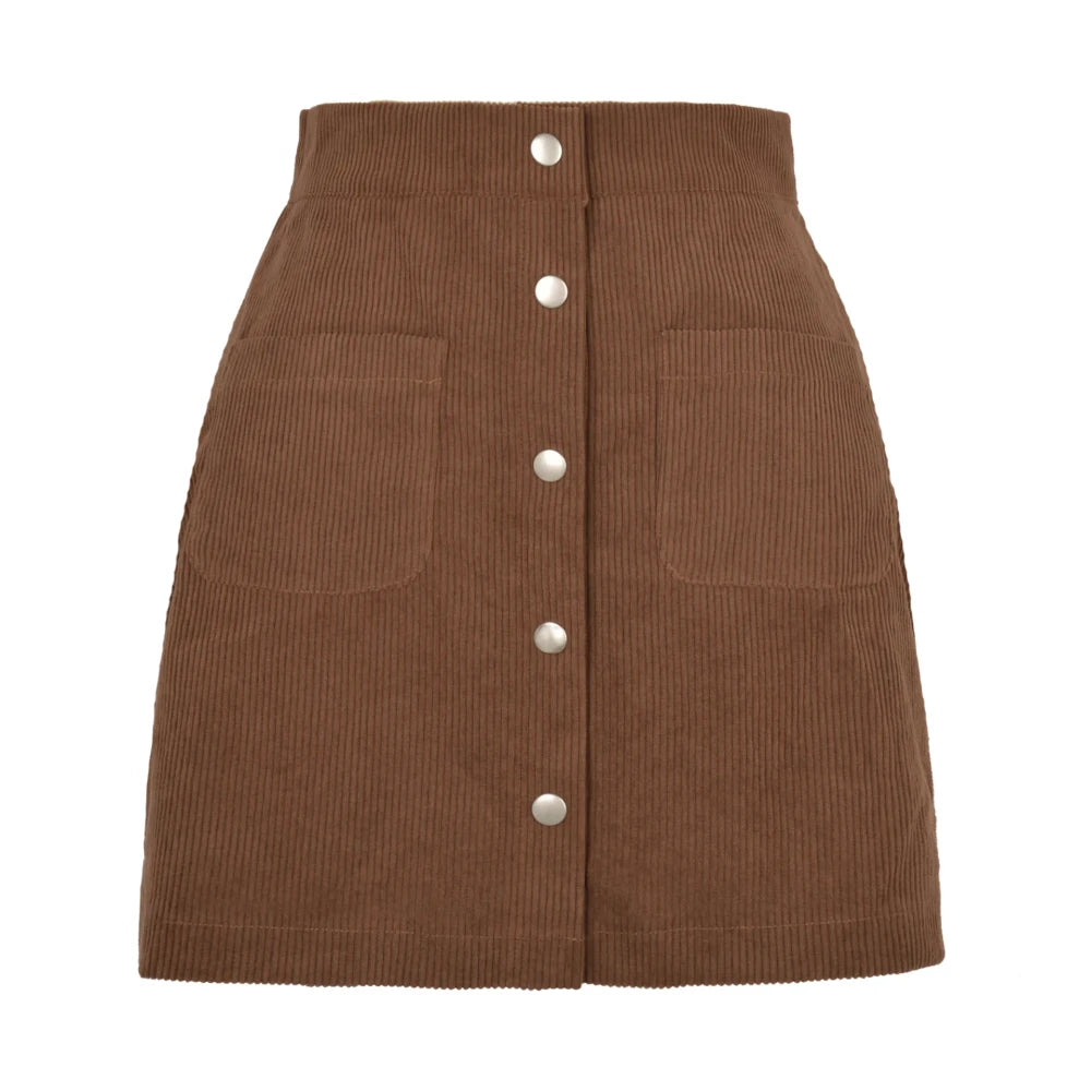 Casual Corduroy Mini Skirt