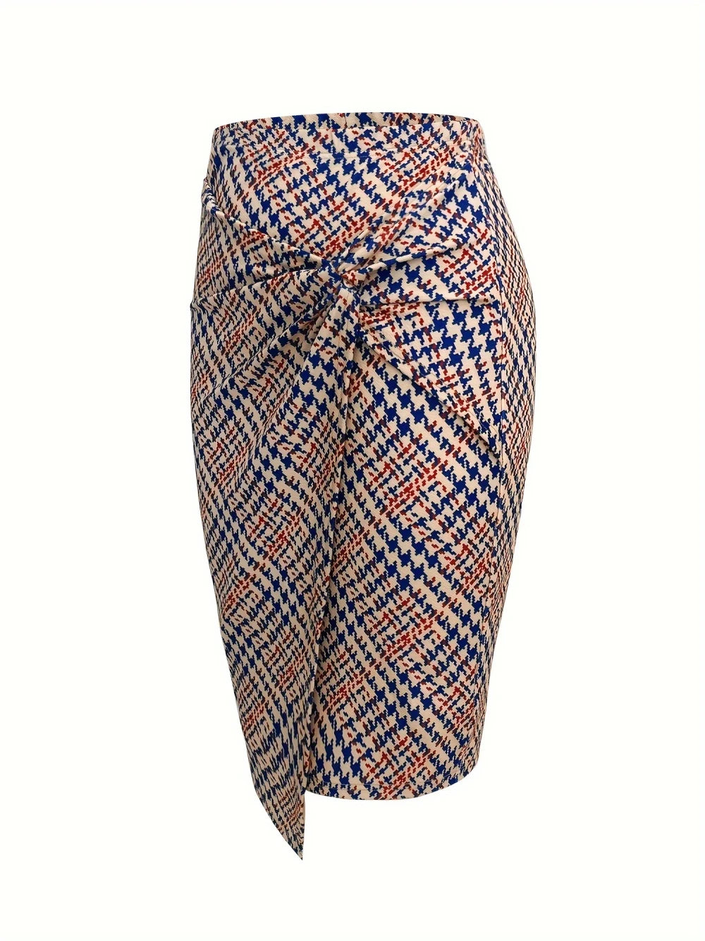Houndstooth Asymmetrical Pencil Skirt