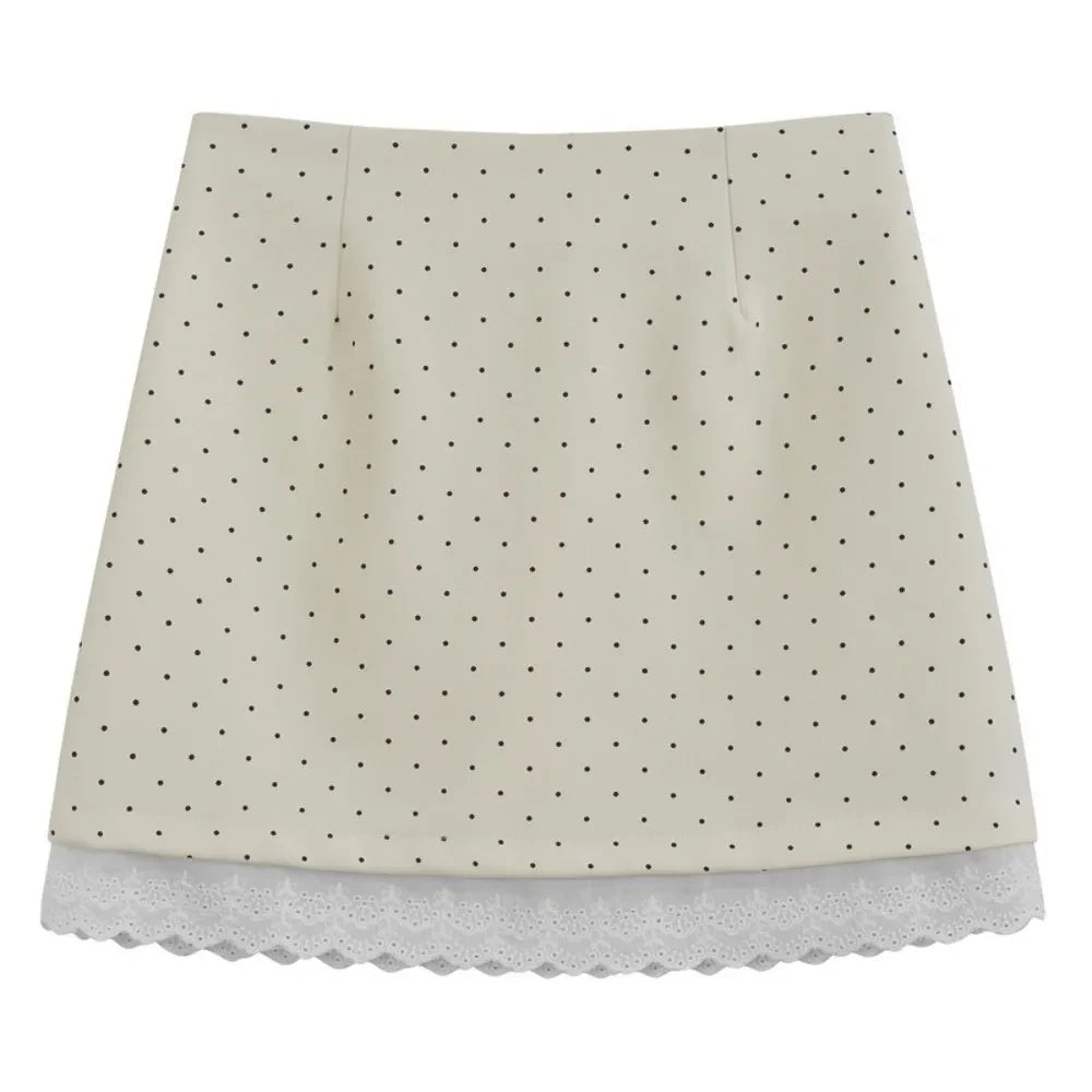 Polka Dot Lace Mini Skirt