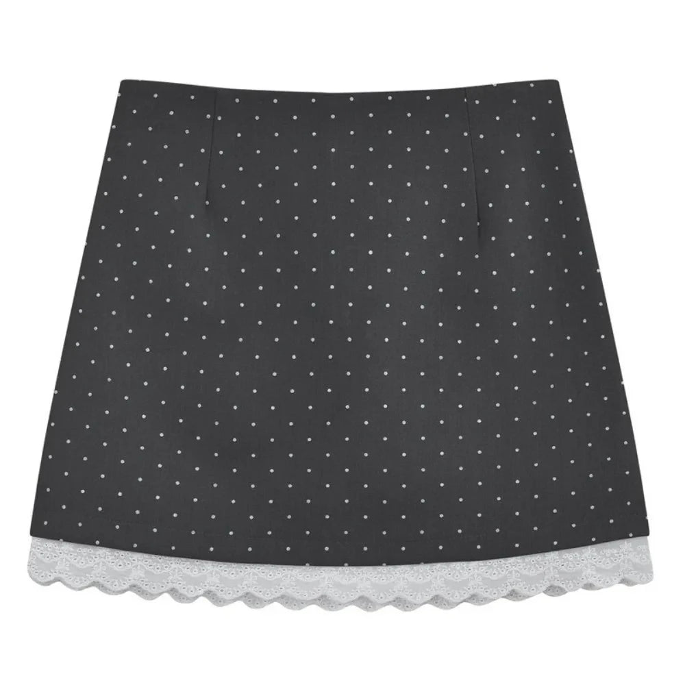 Polka Dot Lace Mini Skirt