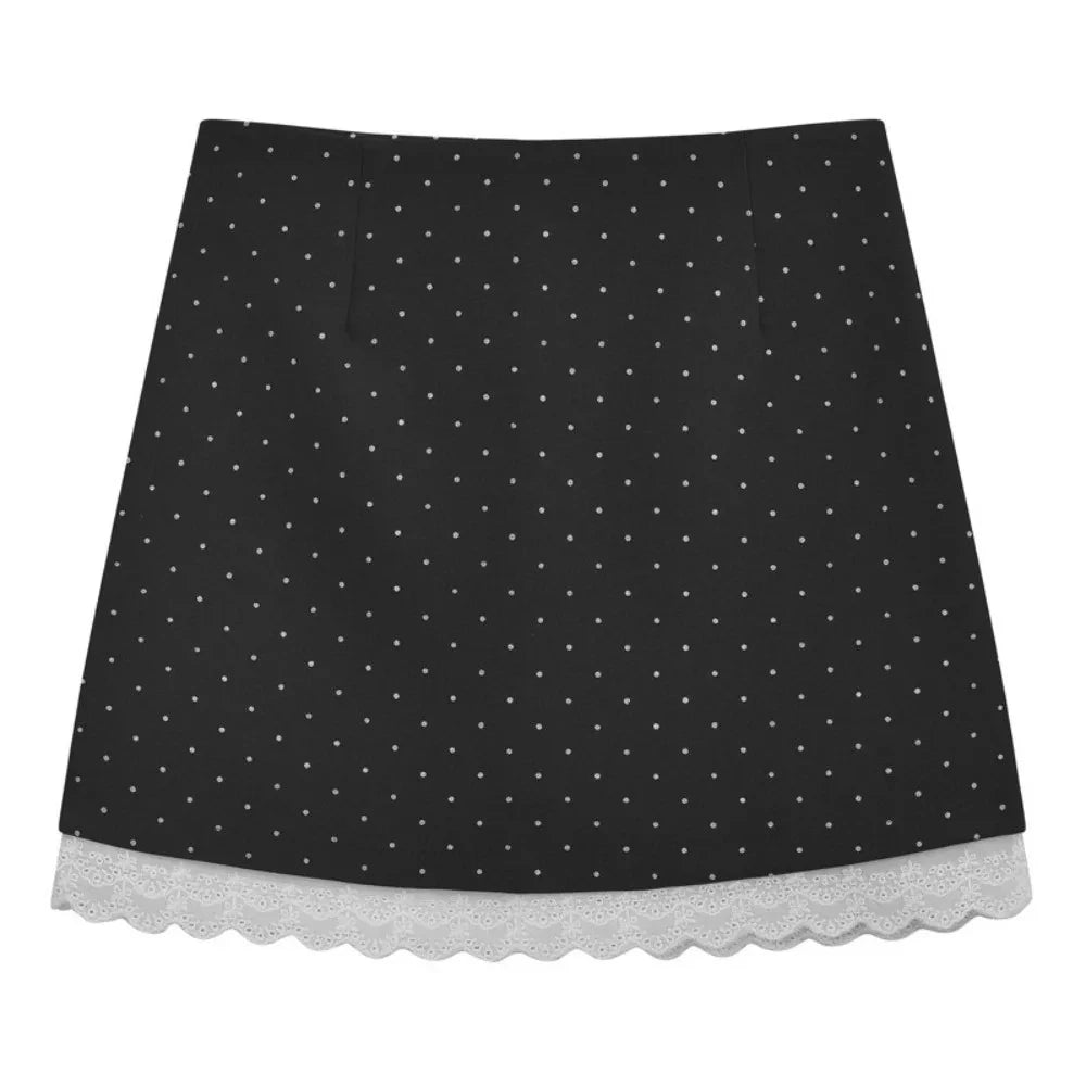 Polka Dot Lace Mini Skirt