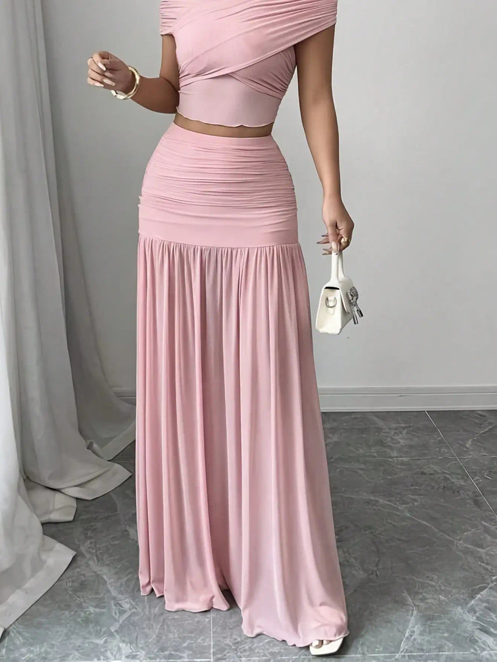 Pleated Slimming Midi Skirt