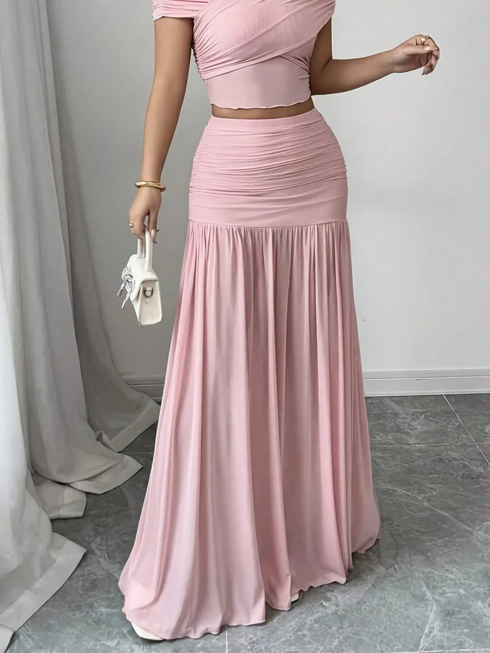 Pleated Slimming Midi Skirt