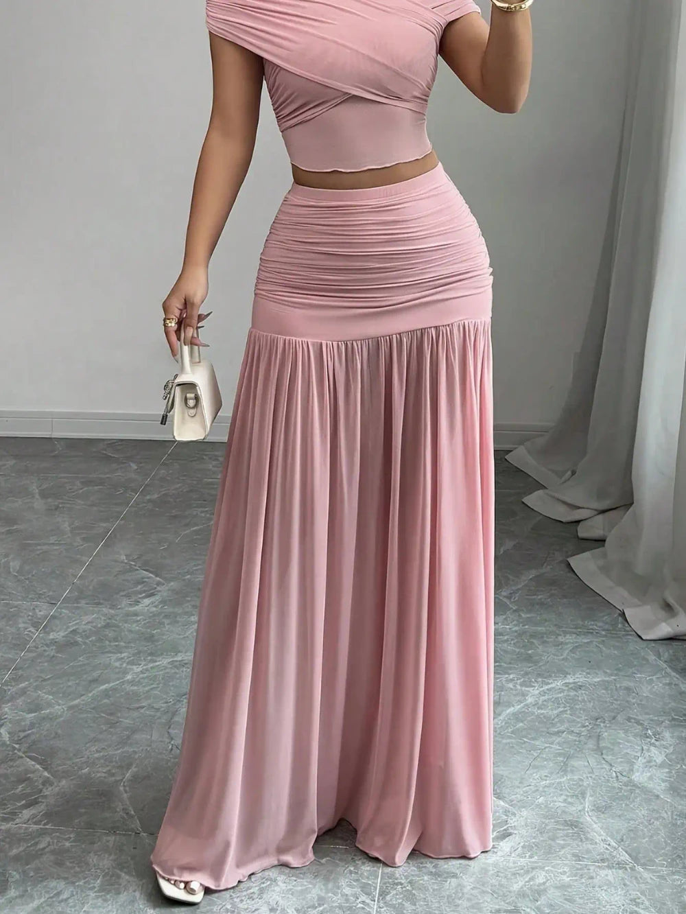 Pleated Slimming Midi Skirt