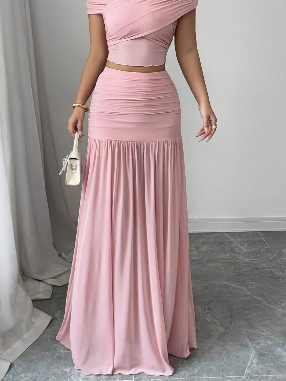 Pleated Slimming Midi Skirt