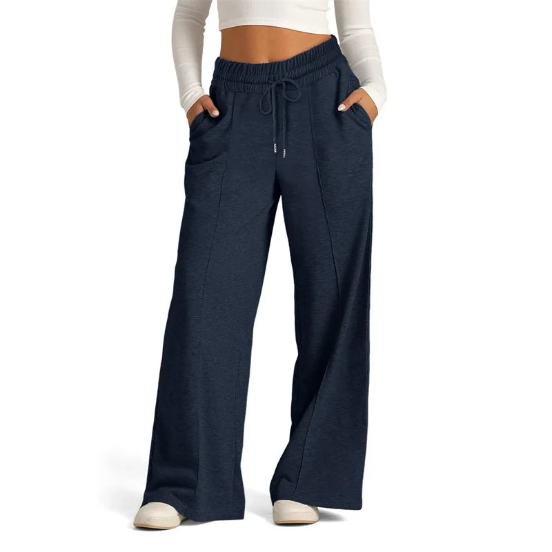 Womens Wide Leg Drawstring Sweatpants