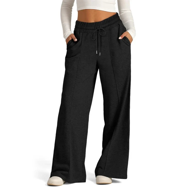 Womens Wide Leg Drawstring Sweatpants
