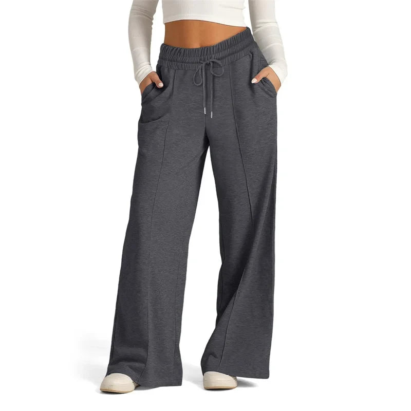 Womens Wide Leg Drawstring Sweatpants