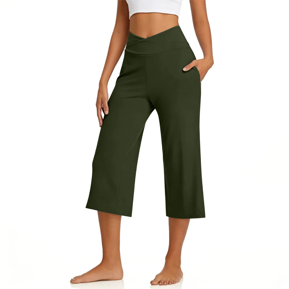 Wide Leg Yoga Crop Pants