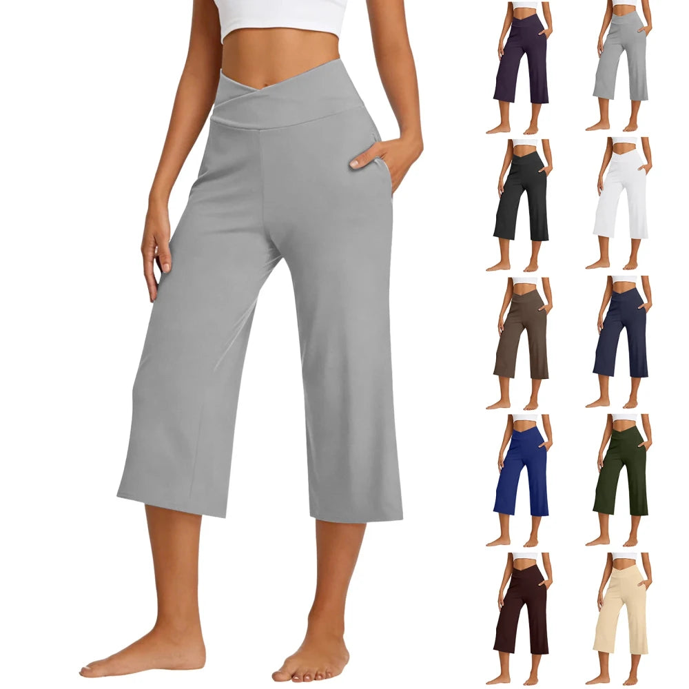 Wide Leg Yoga Crop Pants