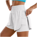 Women Gym Yoga Workout Shorts Athletic High Waisted Shorts Running Sportswear Breathable Double Layered Side Pockets Short Pants