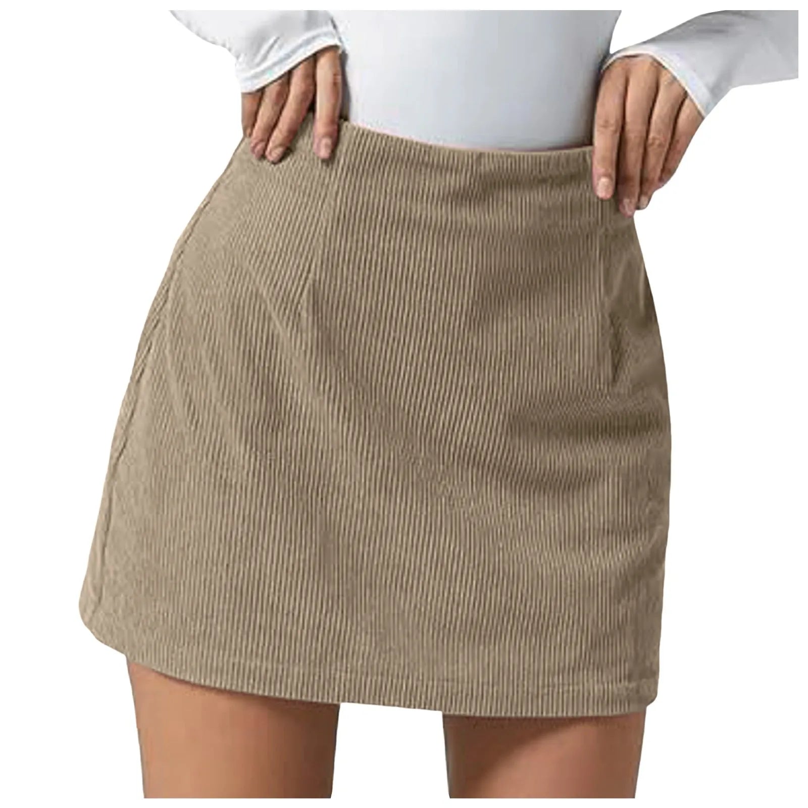 A Line Midi Skirt Womens Casual High Waist Pleated Skirt with Pocket Sexy Women Pleated Skirts
