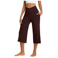 Womens Wide Leg Yoga Pants Capris High Waist Casual Loose Workout Crop Pants Pockets 와이드팬츠