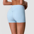 Naked Sensation High Waist Fitness Yoga Shorts Cross V Waist Butt Lifting Three Quarter Length Running Sports Shorts for Women