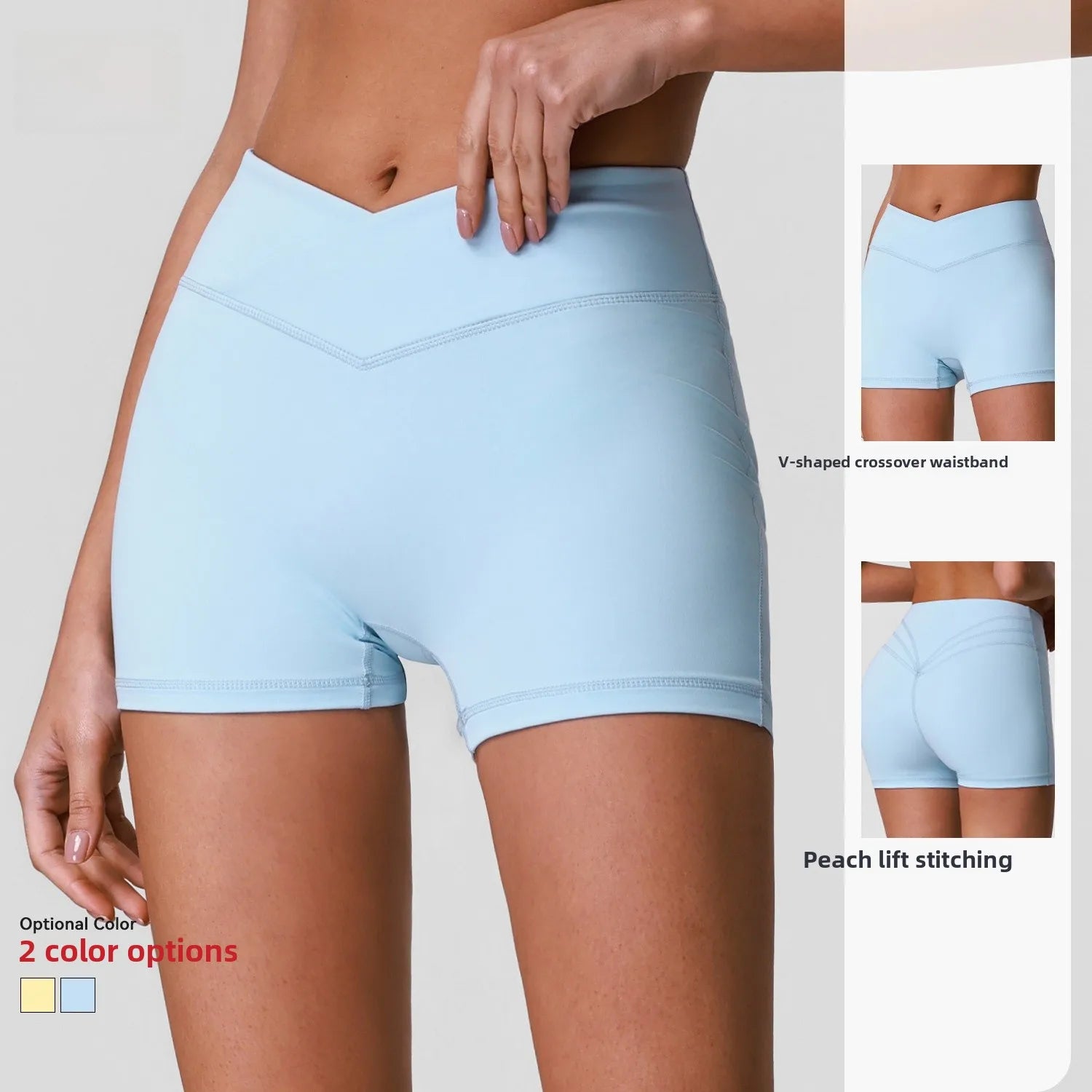 Naked Sensation High Waist Fitness Yoga Shorts Cross V Waist Butt Lifting Three Quarter Length Running Sports Shorts for Women