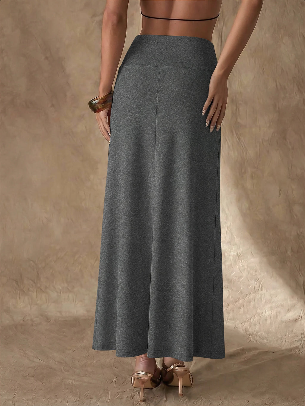 Neutral Capsule Wardrobe Skirt, High Waist Flared Cut, Casual Outings & Everyday Street Style