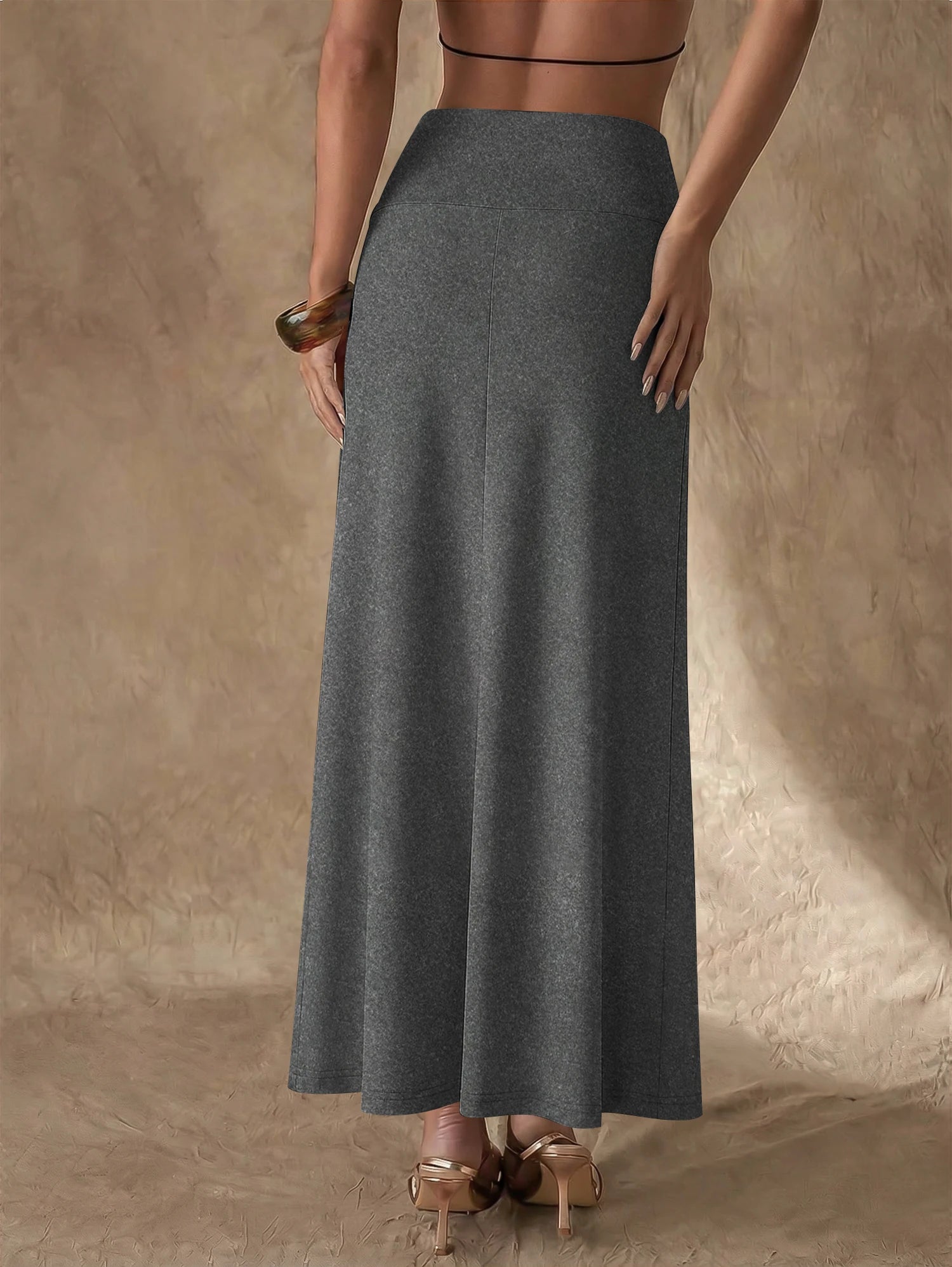 Neutral Capsule Wardrobe Skirt, High Waist Flared Cut, Casual Outings & Everyday Street Style