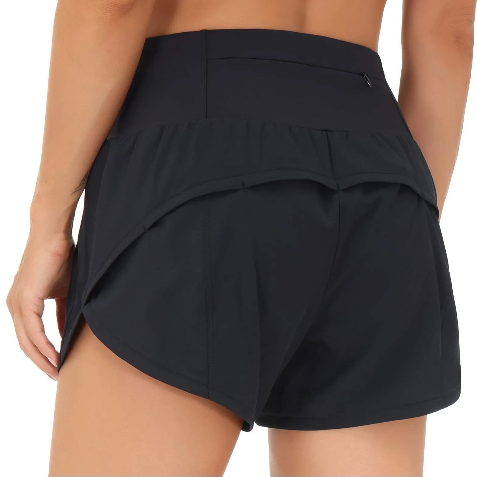 Women'S Running Shorts, Two-Piece with Zippered Pockets, High Waisted Yoga Quick Drying Pants