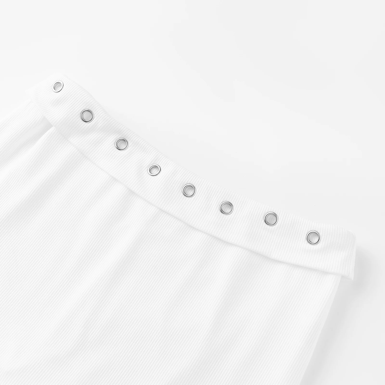 Women'S Summer Solid Color Slim Fit Skirt High Waist Eyelet Embellished Short Skirts for Daily Wear
