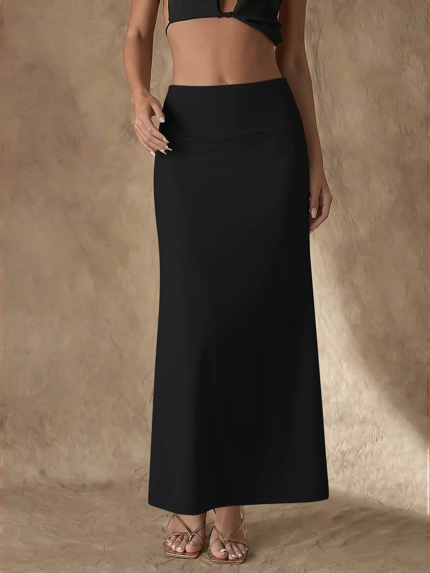 Neutral Capsule Wardrobe Skirt, High Waist Flared Cut, Casual Outings & Everyday Street Style