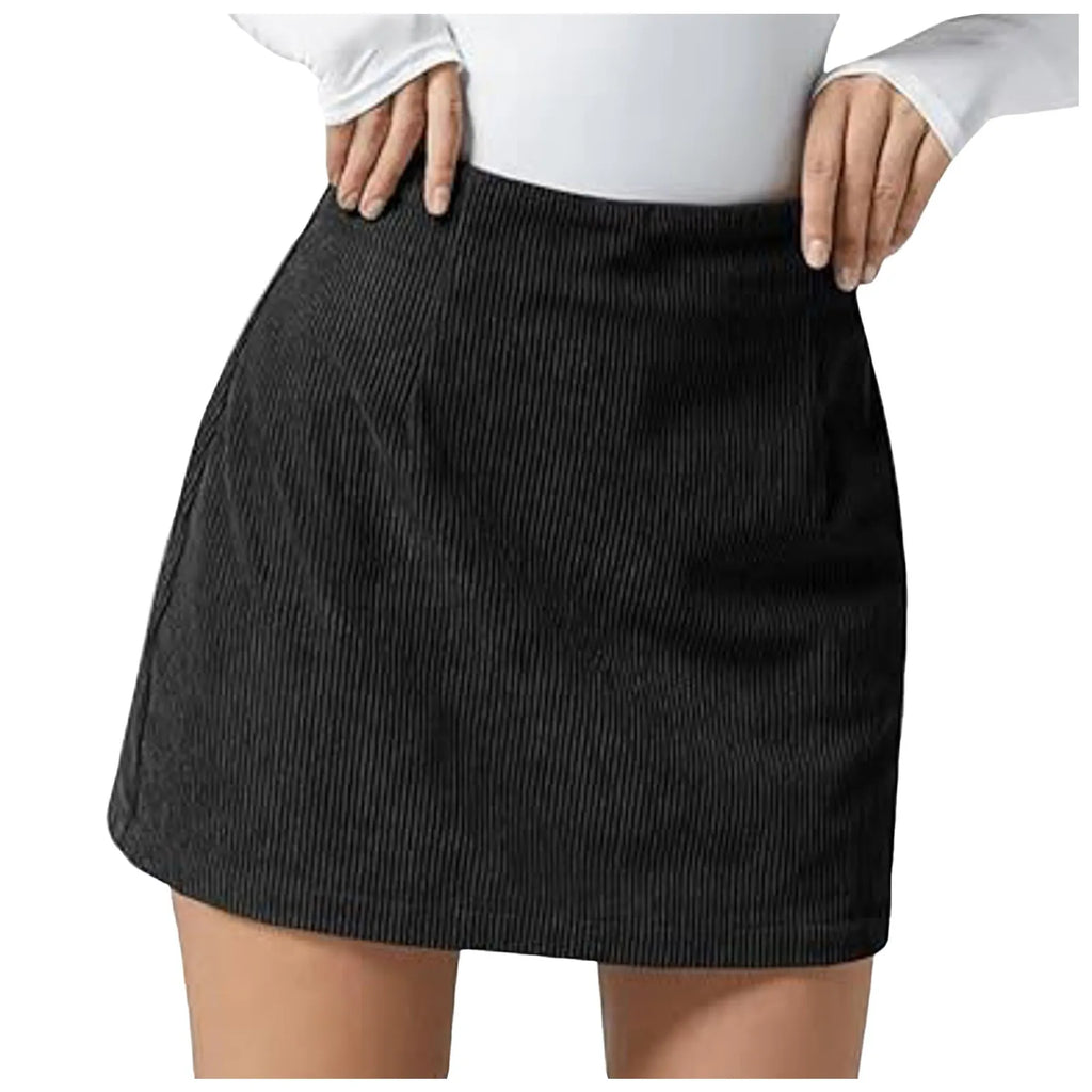 A Line Midi Skirt Womens Casual High Waist Pleated Skirt with Pocket Sexy Women Pleated Skirts