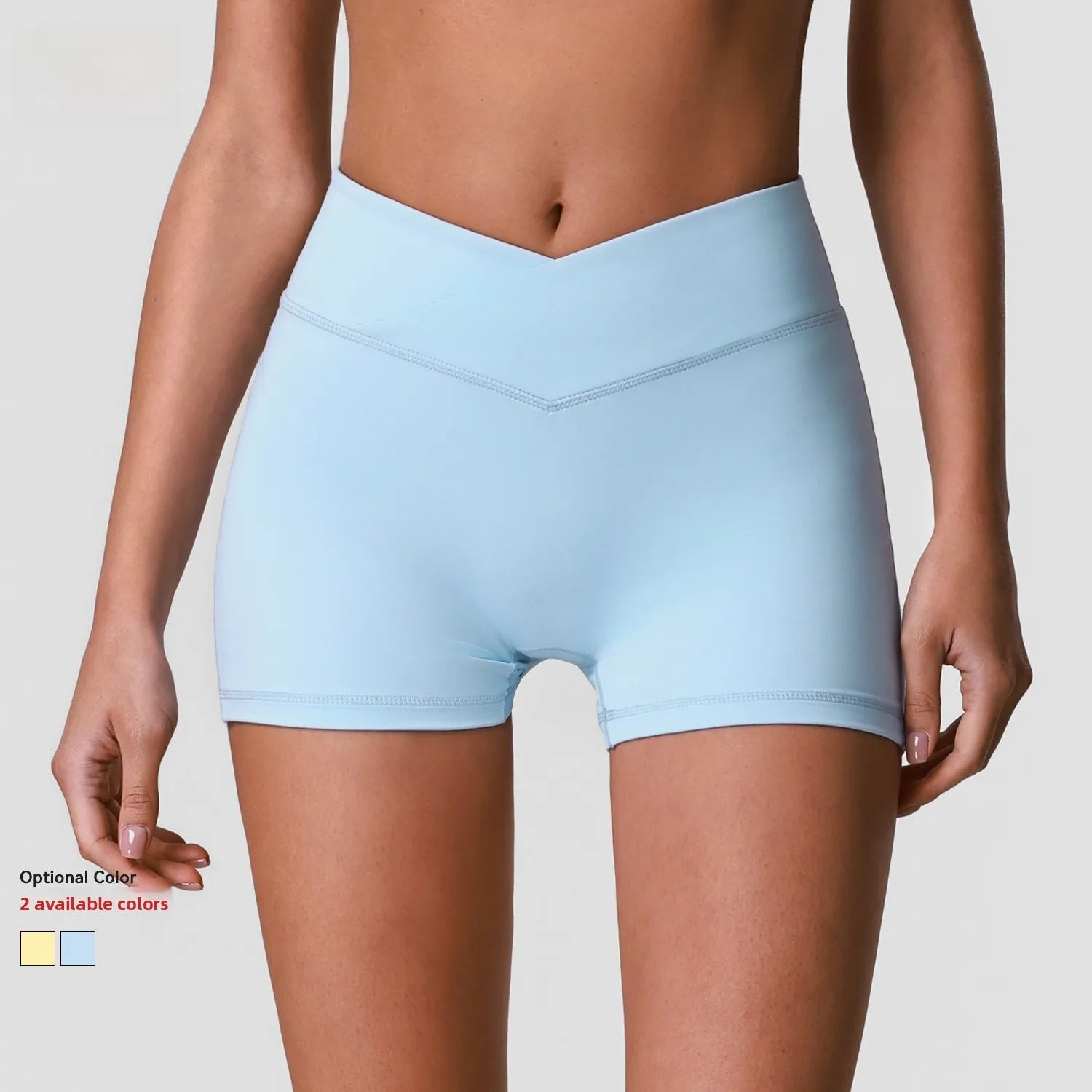 Naked Sensation High Waist Fitness Yoga Shorts Cross V Waist Butt Lifting Three Quarter Length Running Sports Shorts for Women