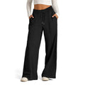 2026 Spring Autumn Womens Wide Leg Sweatpants Drawstring Trousers Joggers Casual Daily Loose Elastic Pure Color Womens Pants