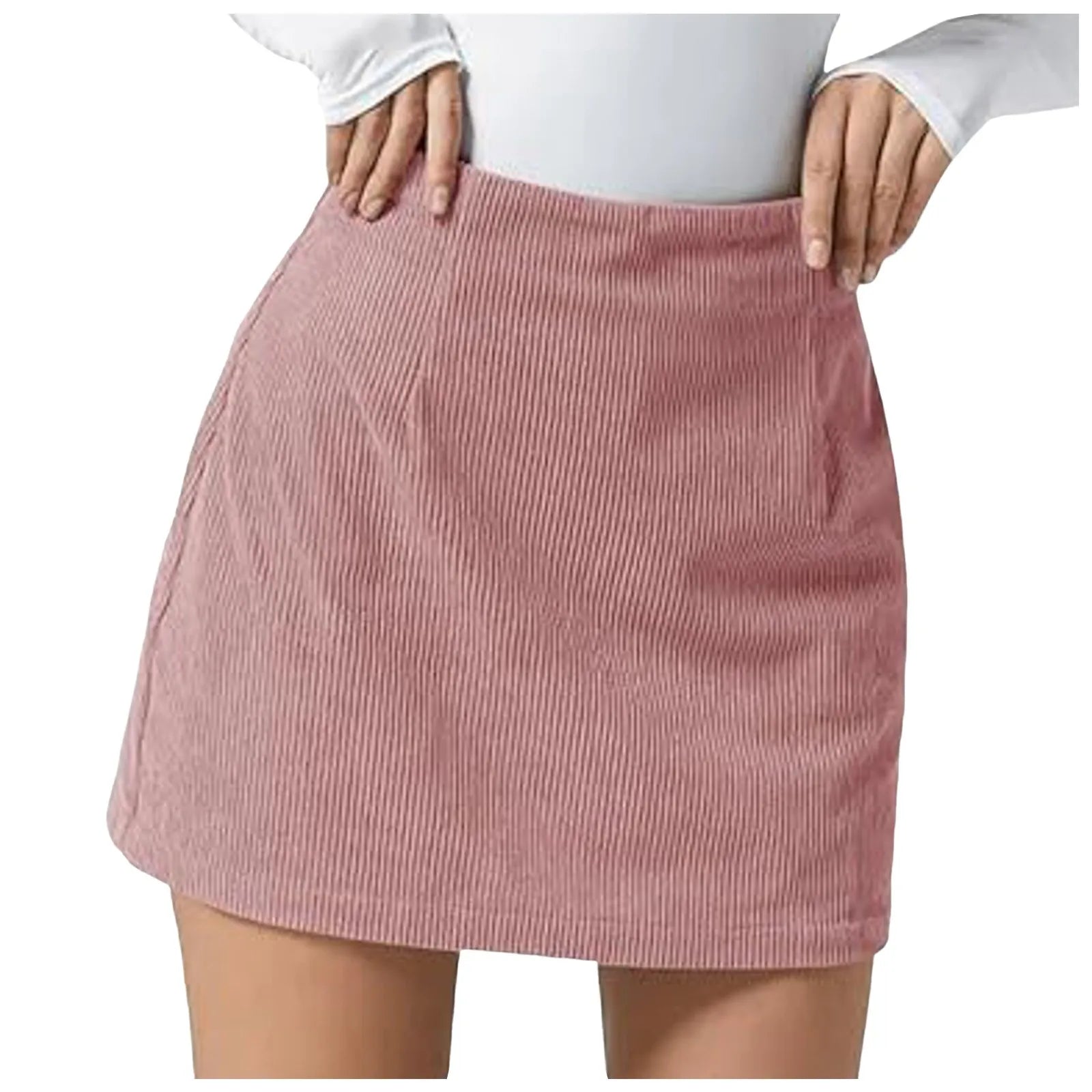 A Line Midi Skirt Womens Casual High Waist Pleated Skirt with Pocket Sexy Women Pleated Skirts