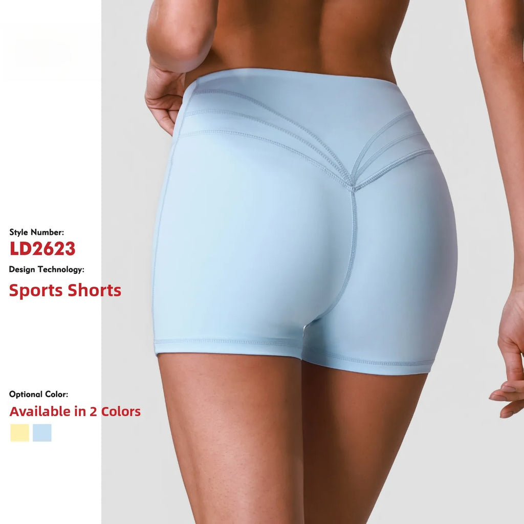 Naked Sensation High Waist Fitness Yoga Shorts Cross V Waist Butt Lifting Three Quarter Length Running Sports Shorts for Women