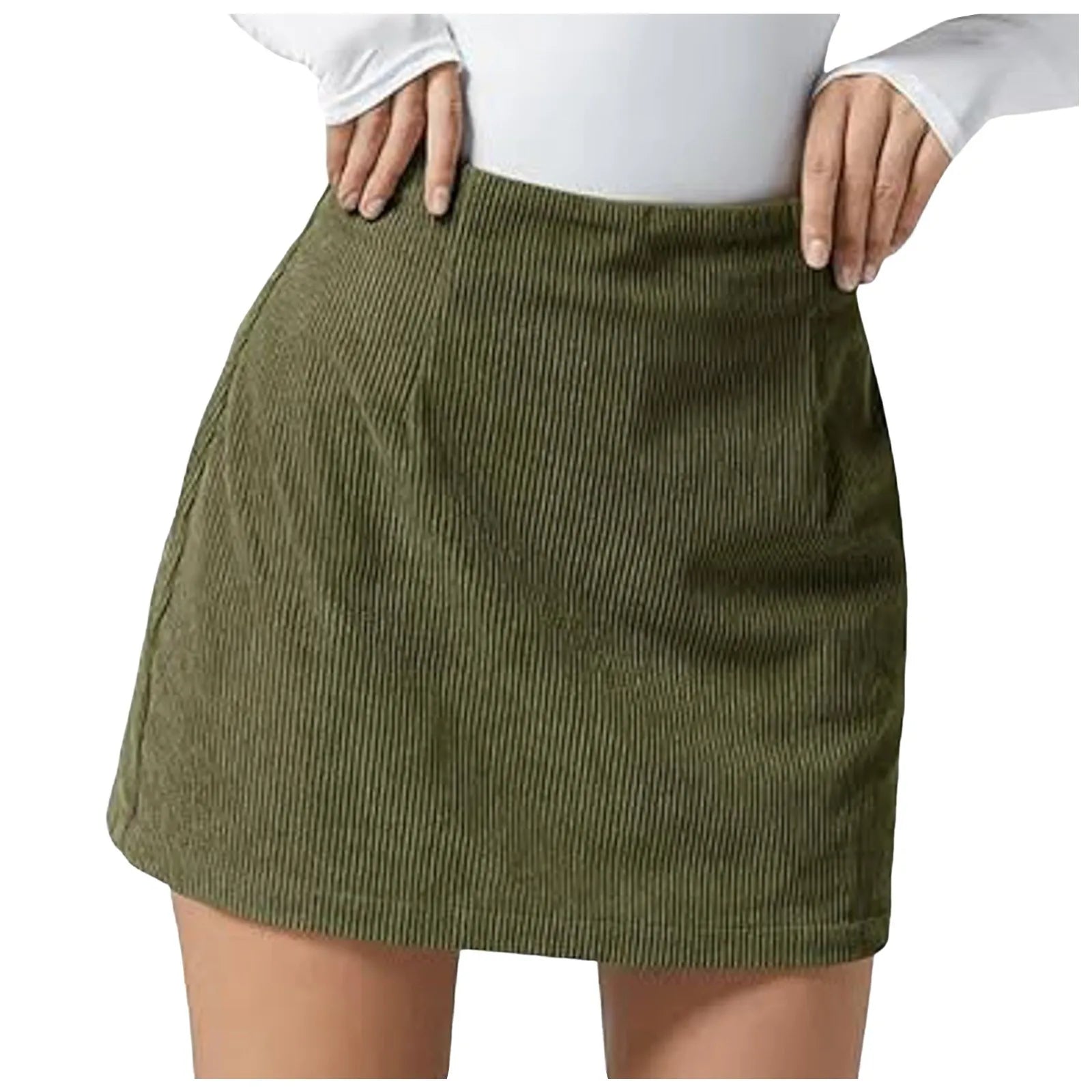 A Line Midi Skirt Womens Casual High Waist Pleated Skirt with Pocket Sexy Women Pleated Skirts