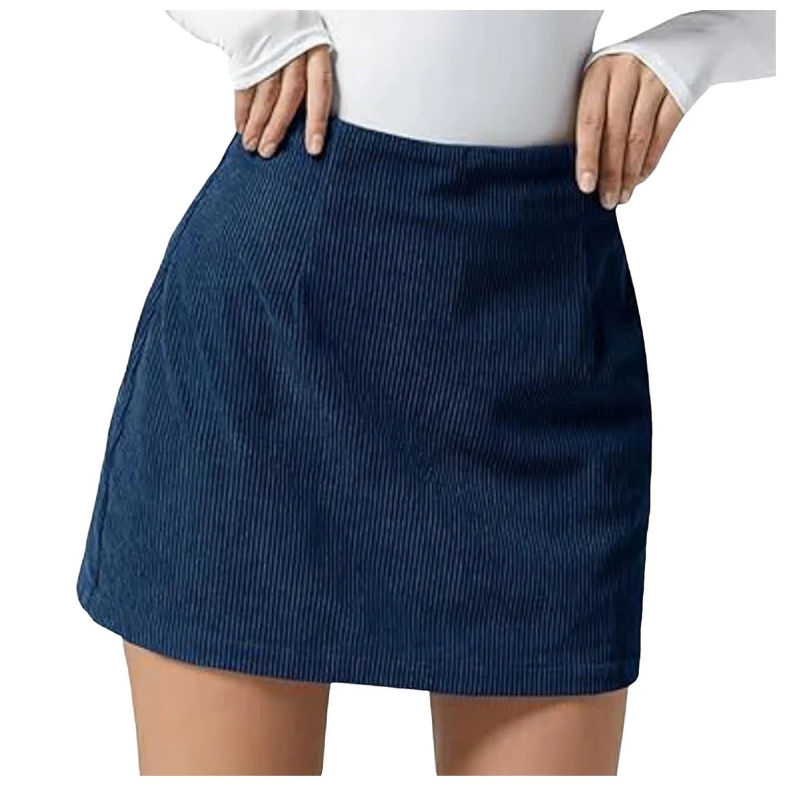 A Line Midi Skirt Womens Casual High Waist Pleated Skirt with Pocket Sexy Women Pleated Skirts